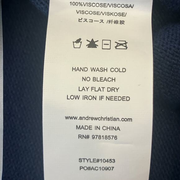 Andrew Christian Knit Stripe Polo Navy Blue Large - Picture 4 of 5